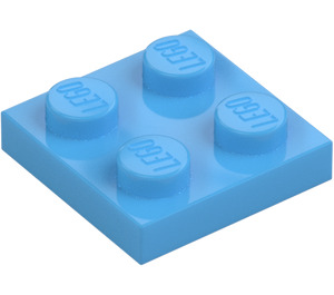 LEGO Medium blå Plade 2 x 2 (3022 / 94148)