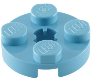 LEGO Medium blauw Plaat 2 x 2 Rond met As gat (met 'X'-vormig asgat) (4032)