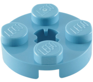 LEGO Medium blauw Plaat 2 x 2 Ronde met As Gat (met 'X'-vormig asgat) (4032)
