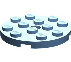 LEGO Mittelblau Platte 4 x 4 Runden mit Loch und Snapstud (60474)
