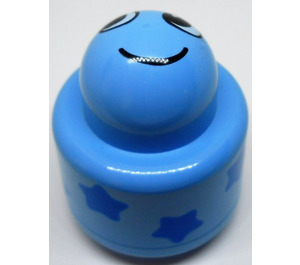 LEGO Medium Blue Primo Round Rattle 1 x 1 Brick with blue stars and smiling face (31005 / 75592)