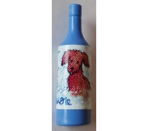 LEGO Medium Blue Scala Wine Bottle with cat and dog label Sticker