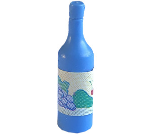 LEGO Medium Blue Scala Wine Bottle with Cherry Sticker