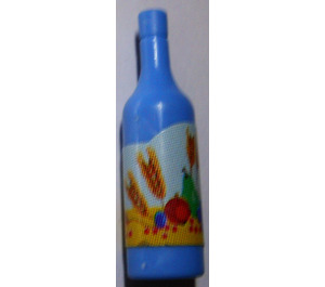 LEGO Medium Blue Scala Wine Bottle with Wheat and Fruit Sticker (33011)