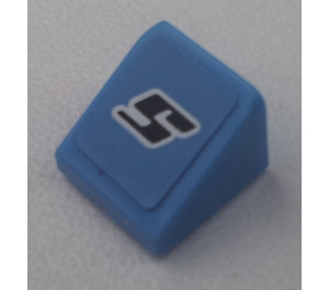 LEGO Mittelblau Steigung 1 x 1 (31°) mit "5" mit Weiß Outline Aufkleber (50746)
