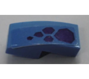 LEGO Medium blauw Helling 1 x 2 Gebogen met Dark Purple Spots Sticker (11477)