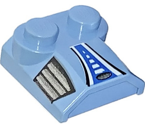 LEGO Medium Blue Slope 2 x 2 x 0.7 Curved with Blue black and white Vents without Curved End (41855 / 45412)