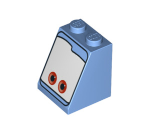 LEGO Mittelblau Steigung 2 x 2 x 2 (65°) mit Rote Augen auf Weiß Background mit Unterrohr (3678 / 94873)
