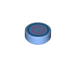 LEGO Medium blauw Tegel 1 x 1 Ronde met Rood en Blauw Circles (30674 / 98138)