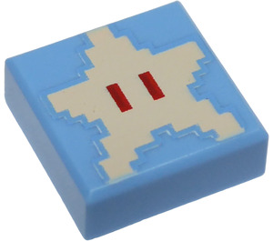 LEGO Medium Blue Tile 1 x 1 with Pixelated Tan Star with Groove (3070 / 69904)