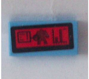 LEGO Mittelblau Fliese 1 x 2 mit rot Control Panel Aufkleber mit Nut (3069)