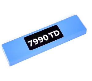 LEGO Medium Blue Tile 1 x 4 with 7990 TD Sticker (2431)