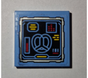 LEGO Medium blauw Tegel 2 x 2 met Batcomputer Pretzel Display Sticker met groef (3068)