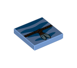 LEGO Medium blauw Tegel 2 x 2 met Braided Strap / Rope met Zilver Messen met groef (3068 / 100794)