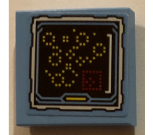 LEGO Mittelblau Fliese 2 x 2 mit Monitor screen Aufkleber mit Nut (3068)