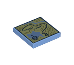 LEGO Bleu moyen Tuile 2 x 2 avec North Cardinal indiquer et Greeble Trail avec rainure (3068 / 27491)