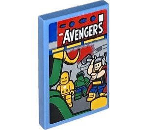 LEGO Medium Blue Tile 2 x 3 with Avengers Comic Book Sticker (26603)