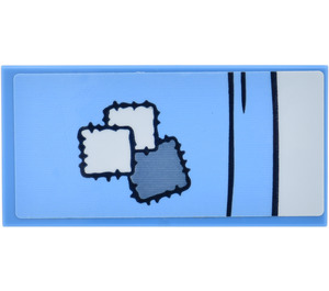 LEGO Mittelblau Fliese 2 x 4 mit Bedspread Aufkleber (87079)