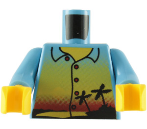 LEGO Medium blå Torso med Hawaiian Skjorte Mønster, sun og palm trees (973 / 76382)