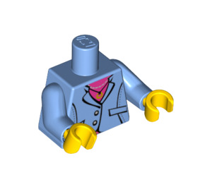 LEGO Medium blauw Torso met jacket, Ronde pendant, magenta undershirt (973 / 76382)