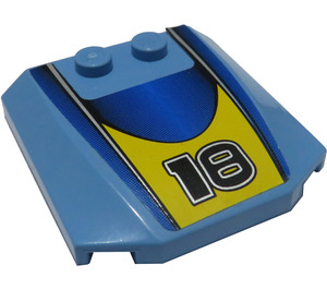 LEGO Medium Blue Wedge 4 x 4 Curved with "18" Sticker (45677)