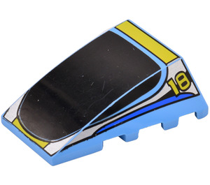 LEGO Medium Blue Wedge 4 x 4 Triple Curved without Studs with Yellow '18' & Stripes (47753 / 47940)