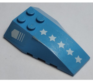 LEGO Medium Blue Wedge 6 x 4 Triple Curved with White Stars and Fading Arrow Left Sticker (43712)