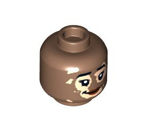 LEGO Medium Brown Dual-Sided Female Head with Vitiligo Patches and Smile / Wide Grin (Recessed Solid Stud) (3626 / 100951)