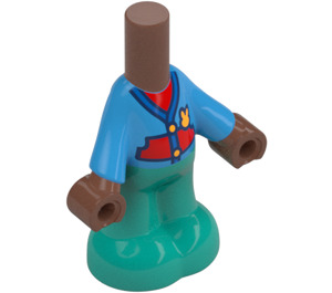 LEGO Medium Brown Micro Body with Trousers with Blue and Red Shirt