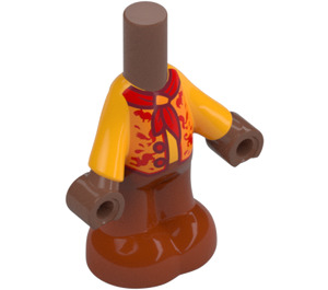 LEGO Medium bruin Micro Lichaam met Broek met Rood / Oranje Shirt (83612)