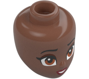 LEGO Medium Brown Minidoll Head with Dark Orange Eyes (Tiana) (92198 / 103972)