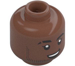 LEGO Medium Brown Minifigure Head with Decoration (Recessed Solid Stud) (3274)