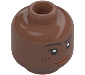 LEGO Medium Brown Soccer Player, Female, Blue Uniform, Dark Red Hair Minifigure Head (Recessed Solid Stud) (3626 / 100331)