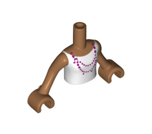 LEGO Medium donker vleeskleurig Andrea Torso, met Wit Halter Top en Magenta Halsketting Patroon (92456)