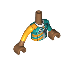 LEGO Mittleres dunkles Fleisch Andrea mit Gold und Turquoise Racing Outfit Friends Torso (35677 / 92456)