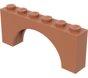 LEGO Mittleres dunkles Fleisch Bogen 1 x 6 x 2 Dickes Oberteil und verstärkte Unterseite (3307)