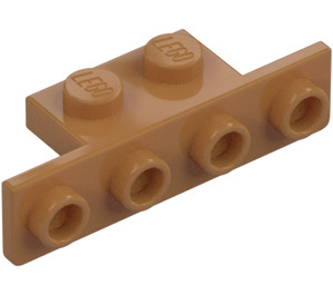 LEGO Medium Dark Flesh Bracket 1 x 2 - 1 x 4 with Rounded Corners and Square Corners (28802)