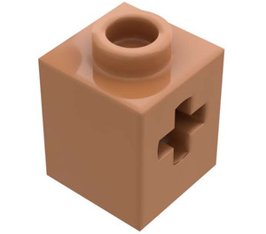 LEGO Carne medio scuro Mattoncino 1 x 1 con Foro dell'asse (73230)