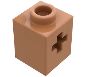 LEGO Mittleres dunkles Fleisch Backstein 1 x 1 mit Achse Loch (73230)