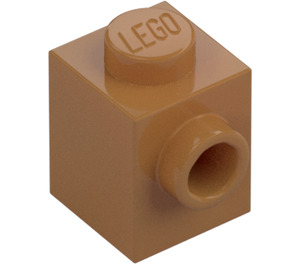 LEGO Medium mørk hud Kloss 1 x 1 med Knott på En Side (87087)