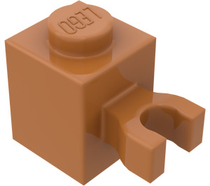 LEGO Medium Dark Flesh Brick 1 x 1 with Vertical Clip ('U' Clip, Solid Stud) (30241 / 60475)
