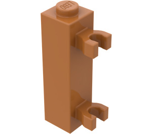 LEGO Carne medio scuro Mattoncino 1 x 1 x 3 con Verticale Clips (Perno Solido) (60583)