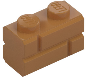 LEGO Medium Dark Flesh Brick 1 x 2 with Embossed Bricks (98283)