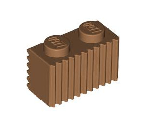 LEGO Mittleres dunkles Fleisch Backstein 1 x 2 mit Gitter (2877)