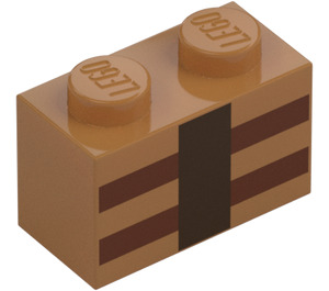 LEGO Medium Mörk Hud Kloss 1 x 2 med Minecraft Crafting Table med bottenrör (3004 / 19178)