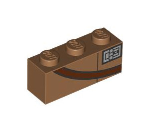 LEGO Medium Dark Flesh Brick 1 x 3 with Red Stripe (3622 / 104205)