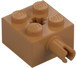 LEGO Medium Mörk Hud Kloss 2 x 2 med Stift och axelhål (6232 / 42929)