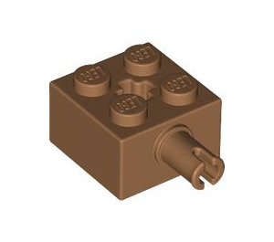 LEGO Medium Dark Flesh Brick 2 x 2 with Pin and Axlehole (6232 / 42929)