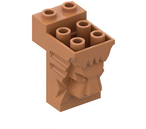 LEGO Medium Dark Flesh Brick 2 x 3 x 3 with Lion's Head Carving and Cutout (30274 / 69234)