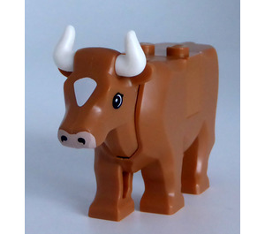 LEGO Carne medio scuro Cow with White Patch on Head and Horns